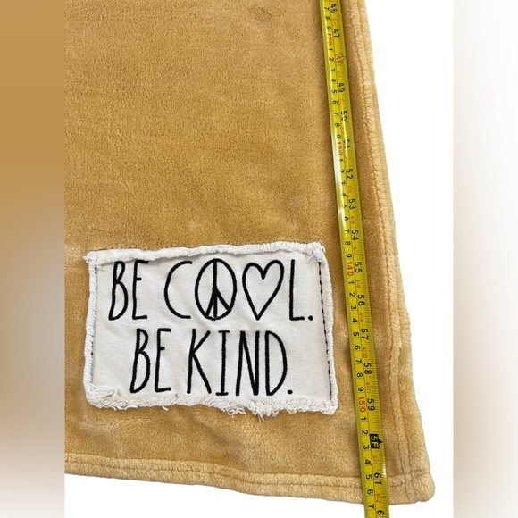 Mustard yellow Fleece Rae Dunn Blanket with Inspirational Patch - Picture 3 of 9